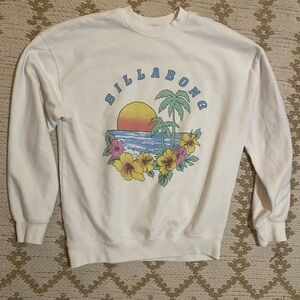 Billabong White Sweatshirt with Tropical Graphic